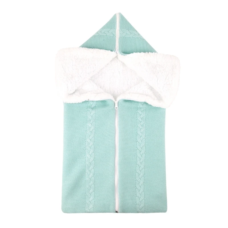 

Newborn Baby Blanket Zipper Knit Crochet Warm Swaddle Wrap Stroller Sleeping Bag