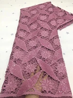 onion african guipure lace fabric 2021 high quality cord lace latest french water soluble lace fabric with sequins for wedding