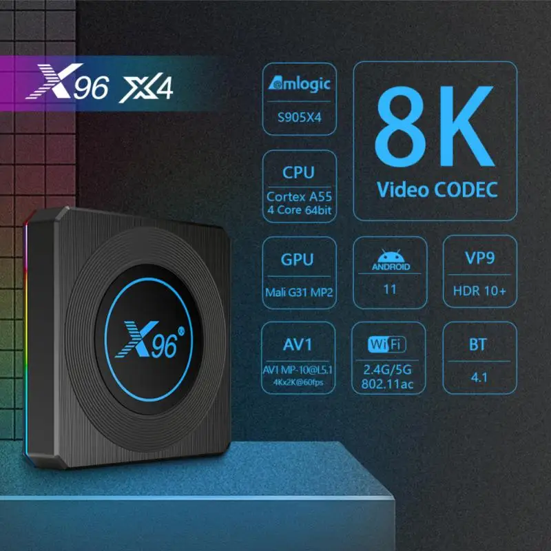 

Приставка Смарт-ТВ X96 X4, ТВ-приставка S905X4, Сетевой проигрыватель 2,4G/5GWiFi, ТВ-приставка, медиаплеер, очень быстрая приставка, медиаплеер
