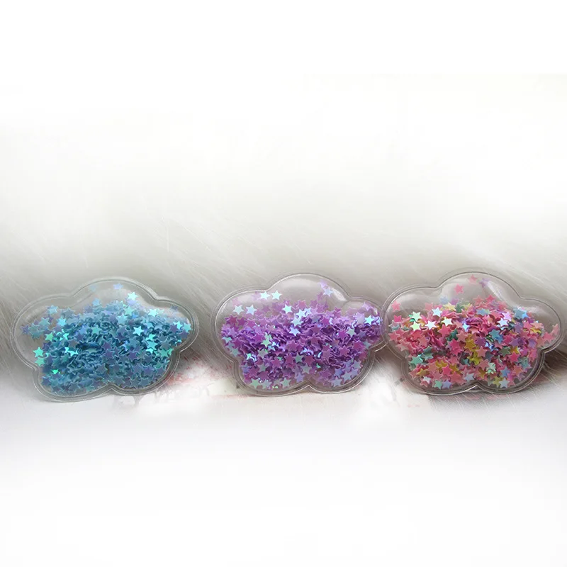 

10pcs 4*6cm Transparent PVC Applique Glitter Sequin Flower Patches for Crafts Clothes Sewing Supplies DIY Hair Clip Decor