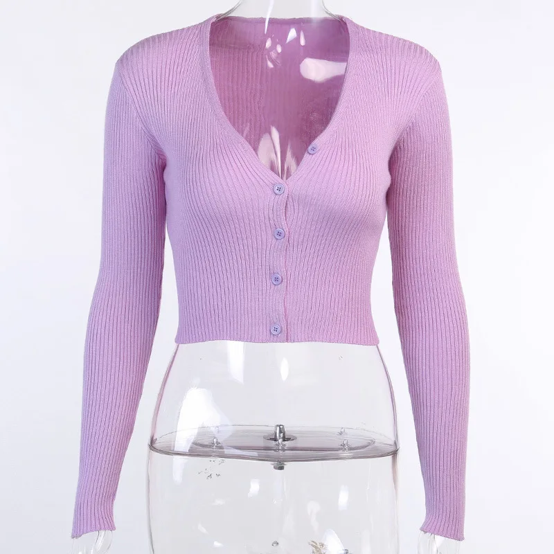 

VBTyBL Sexy buttons knitted sweater cardigan women Slim ribbed winter autumn sweaters female Fashion plus size knitwear 2020