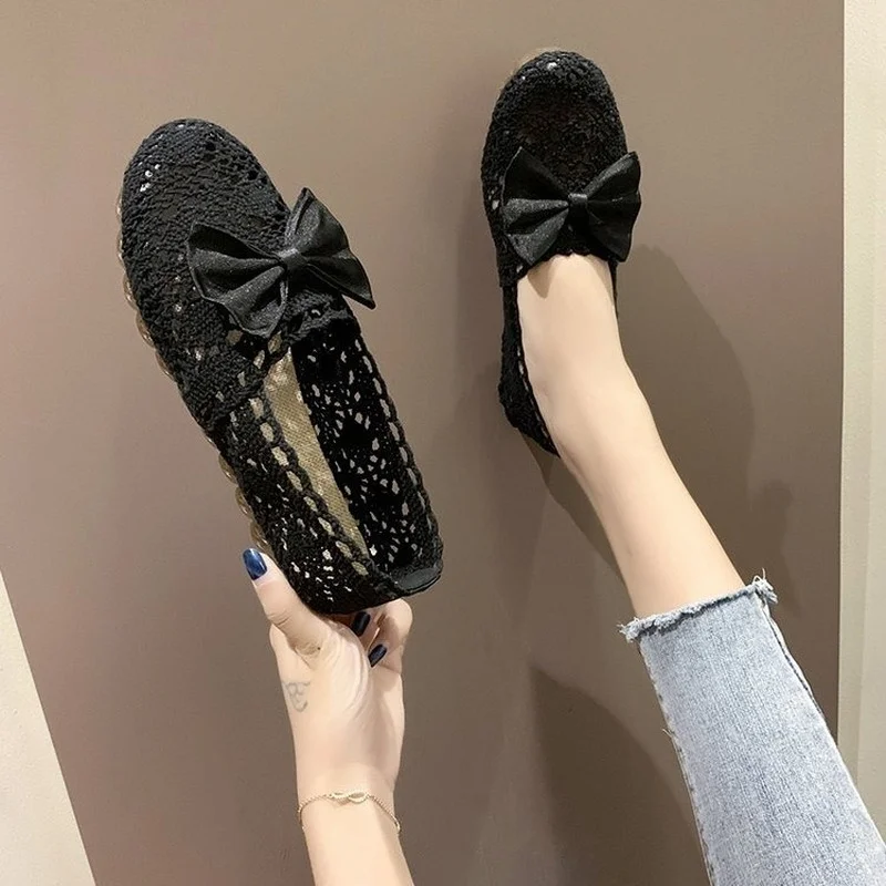 

2021 весенние туфли Для женщин Тканевая обувь на плоской подошве для женщин полые Круглый носок тонкие туфли женские туфли на низком ходу с ук...