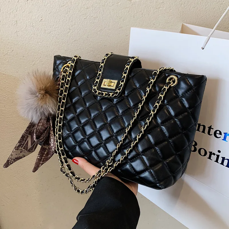 

Дизайнерские женские сумки с бриллиантами, роскошные Брендовые женские сумки на плечо с цепочкой, большие женские сумки-тоут черного цвета