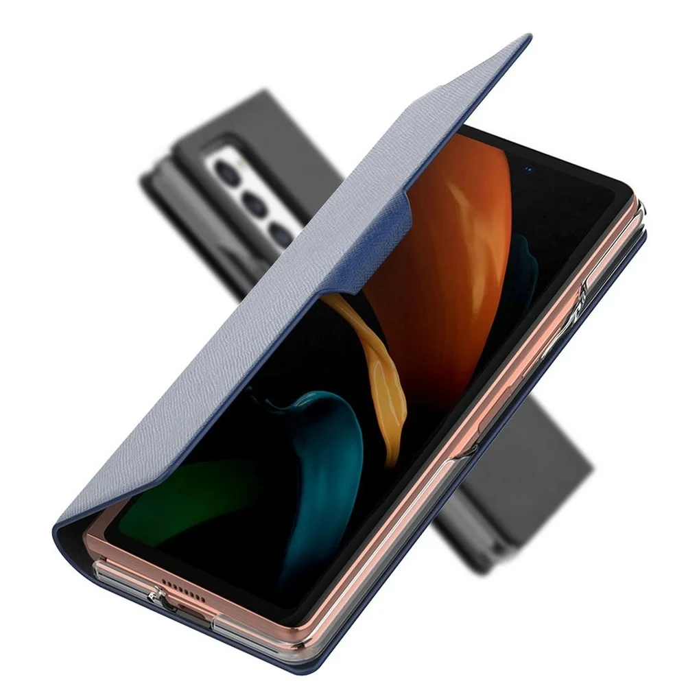 Flip Case for Samsung Galaxy Z Fold 3 Case All-inclusive Explosion Proof Luxury Cross Pattern Shell for Galaxy Z Fold 2 Case