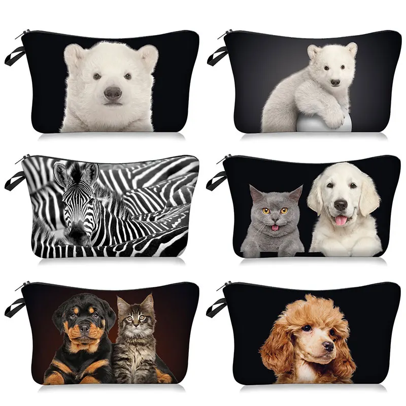 

Zipper Coin Purse Animal Series Dog Cat Print Women's Bag Casual Cosmetic Bags Waterproof Makeup Bag Portable Small Toiletry Bag