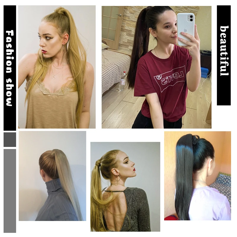 

LISIHAIR Synthetic Long Clip In Ponytail Hair Extension Wrap Around Ponytail Fake Pony Tail Hairpiece For Women