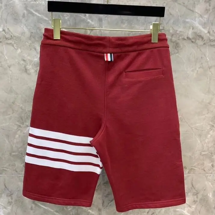 

2021 Fashion TB THOM Brand Casual Shorts Men Women Summer Cotton Sports Trousers Striped Panelled Jogger Track Shorts