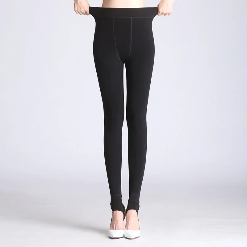 

S-3XL Solid Color Women Winter Velet Trousers Female High Elastic Warm Nine pants Ladies Sexy High Waist Slim Leggins