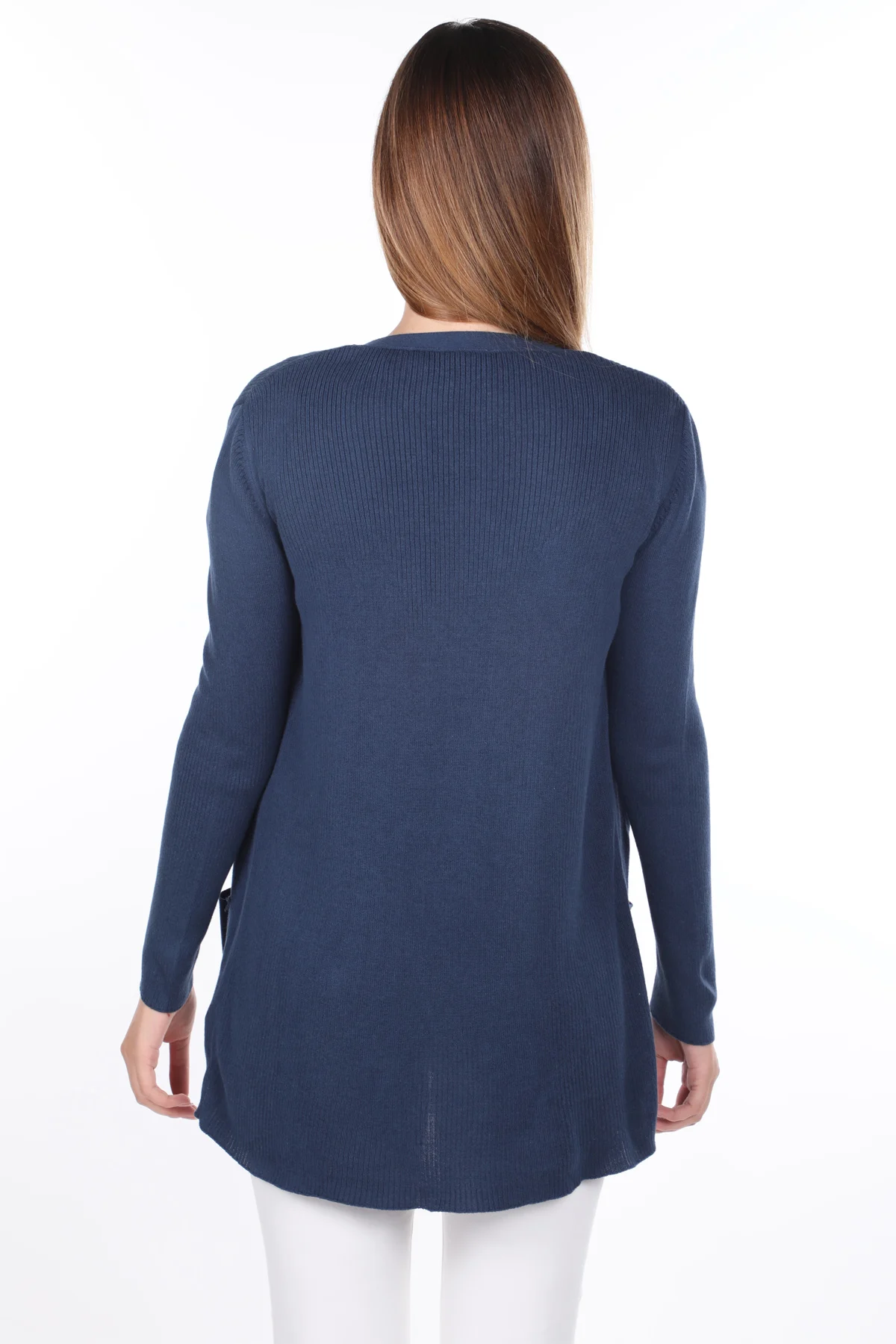 

Womens Indigo Open Front Pocket Knitwear Cardigan
