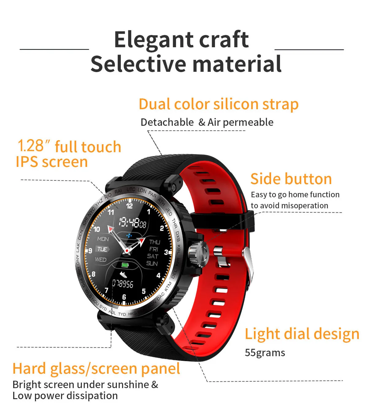 S18 Смарт-часы Полный Экран сенсорный IP68 Водонепроницаемый мужские спортивные