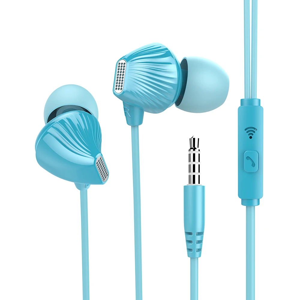 Blue 3,5 мм проводные наушники с микрофоном, супер стерео басы, шумоподавление для One Plus 7 samsung huawei Xiaomi Mix Pro Mi8 Mi9 9S - Цвет: Blue