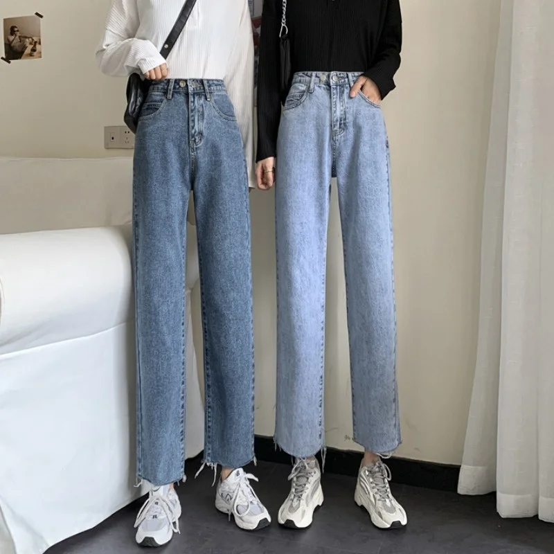 

Jeans Children Spring and Autumn 2021 New Loose Straight Pants Autumn Small High Waist Wide Leg Pants