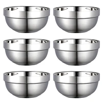 bestonzon 6pcs double layer bowls stainless steel dining bowls anti scald rice bowls home food bowls 13cm