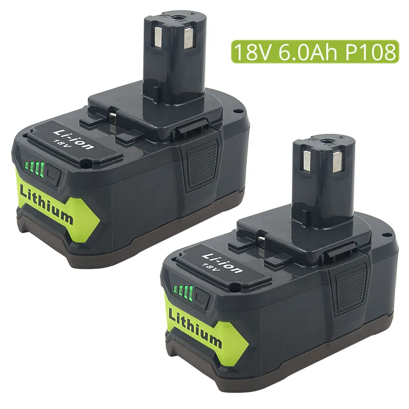 Сменный литий ионный аккумулятор для Ryobi P108 ONE + 18 в 6000 мАч 2 шт. светодиодный
