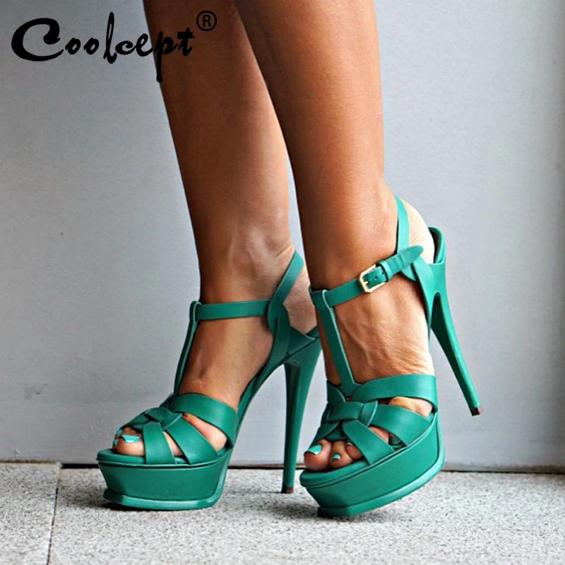 Женские босоножки Coolcept из натуральной кожи на платформе туфли тонком высоком