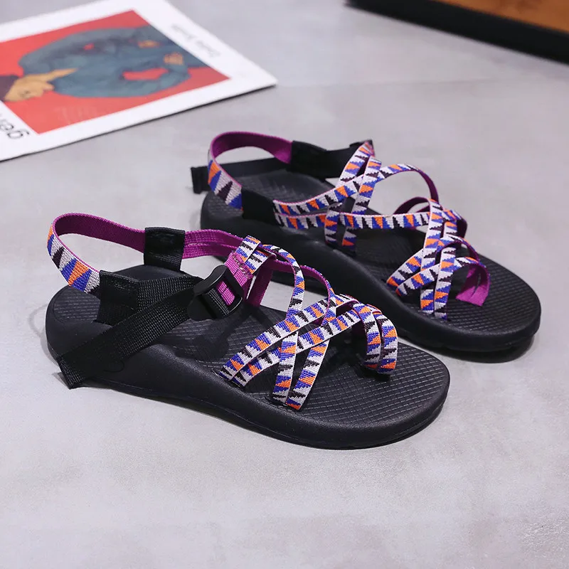 

2021 New Sandals Ladies Sandals Ladies Flat Shoes Summer Breathable Casual Beach Slippers Fashion Large Women's Shoes 44