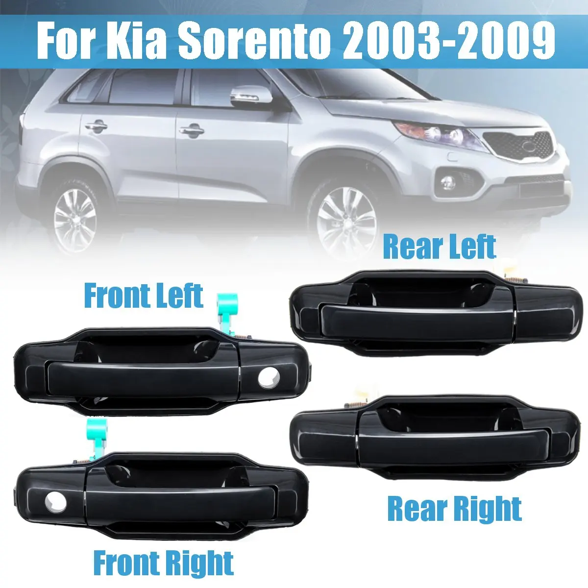 Ручки для наружных дверей LHD ABS Kia Sorento 2003 2004 2005 2006 2007 2008 2009 OEM 82650 3E010|Внешние дверные