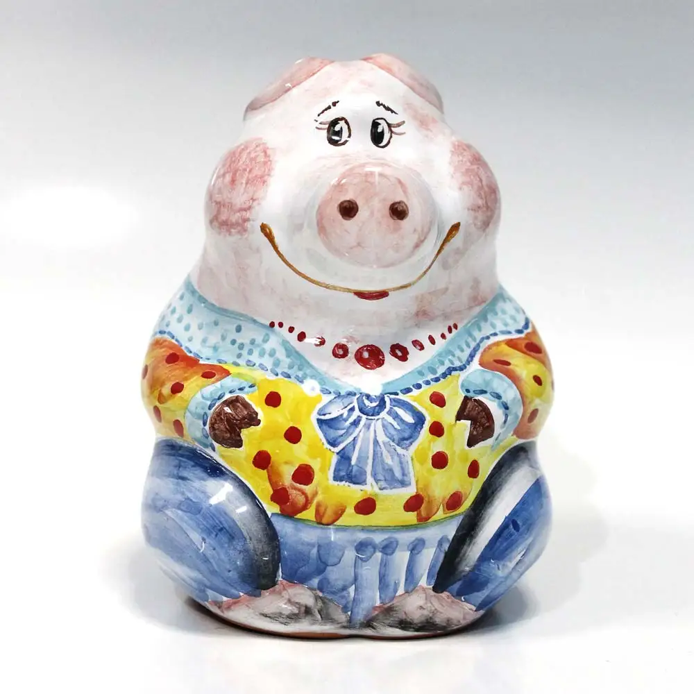 Свинка фигурка керамическая майолика #48 | Дом и сад