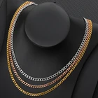 4 мм Ширина кубинской цепочка, колье, ожерелье, для женщин, мужчин, модное ювелирное изделие Длина 16,917,719,721,723,6 Inch Змея цепи ожерелье