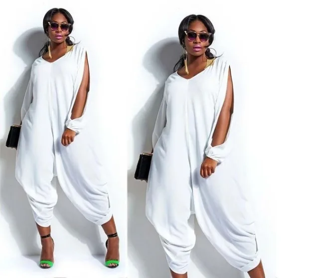 

Newest Women Plus Size Loose Jumpsuits 2021 Summer Autumn Hollow Out Split Long Sleeves Casual Rompers Lady Party S--5XL