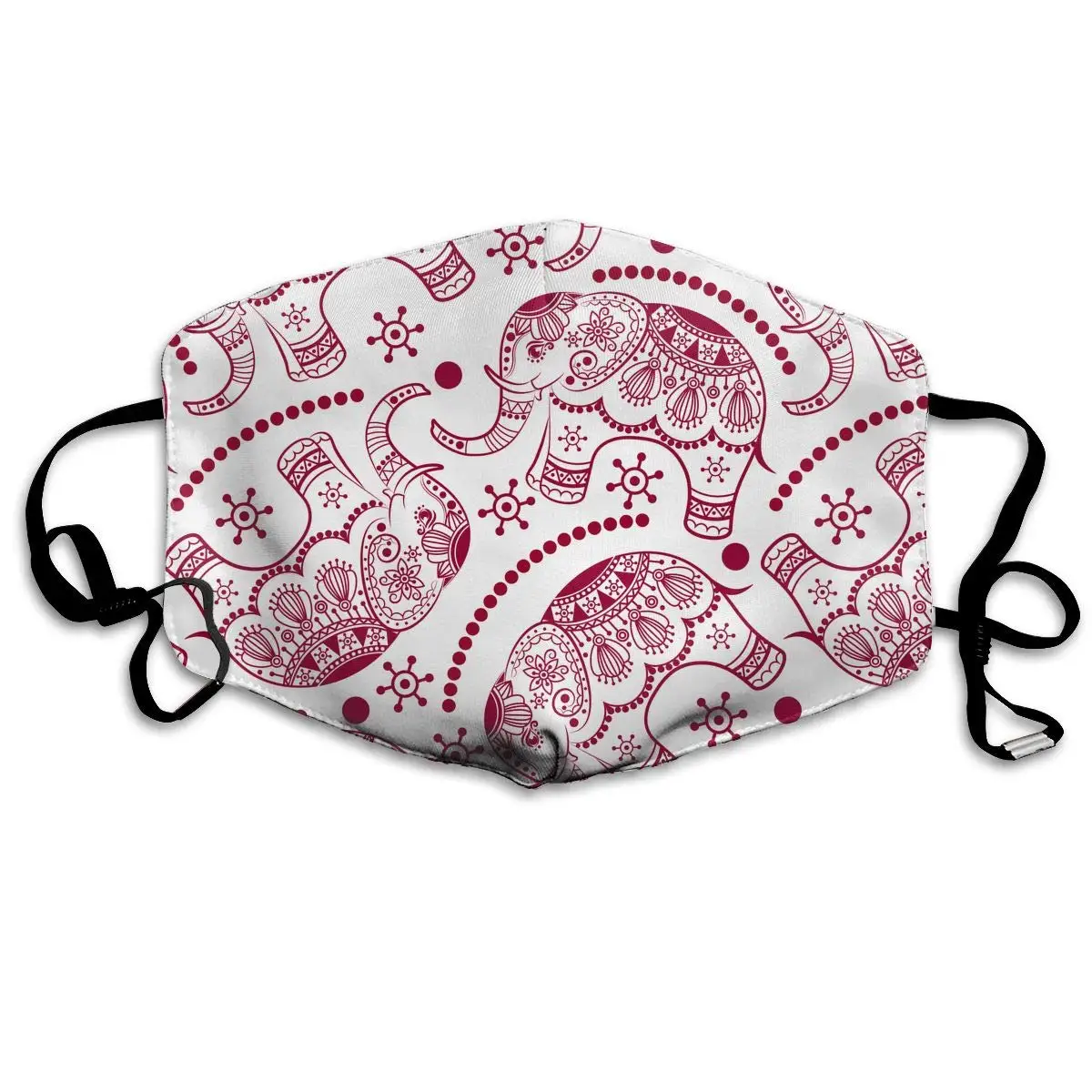 

Indian Style Elephants Texture Washable Reusable Mask, Cotton Anti Dust Half Face Mouth Mask For Kids Teens Men Women With