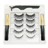 5 pairs of magnet false eyelashes with tweezers eyeliner of eyelash suit packaging boxes
