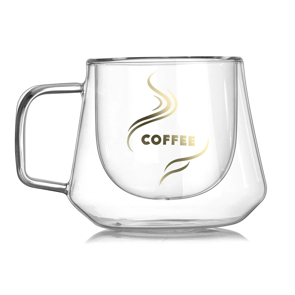 Transparent Double Glass Cup Anti-Scalding Office Coffee With Handle Drinking Insulation Tea Gift Drinkware Milk | Дом и сад