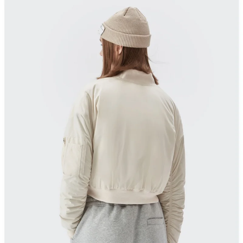 Women Fashion Simple Coats 2021 Winter Short Pleated Solid Color Jacket Stand Collar Cotton Jackets Female Ladies Short Clothing