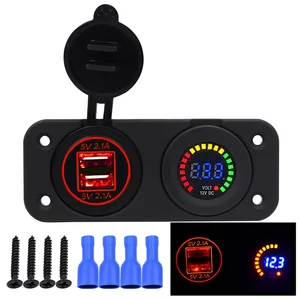 12v 24v4 2a car usb mobile phone charger color screen voltmeter auto cigarette lighter general modification parts for cars rvs free global shipping