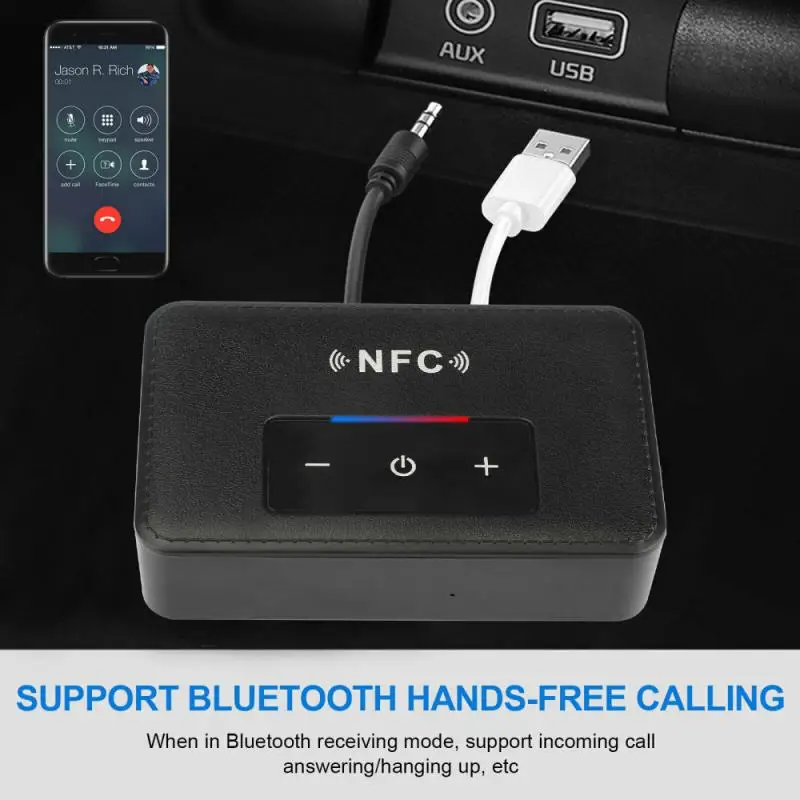 

Transmitter Receiver Wireless Bluetooth-compatible 3.5mm AUX NFC To 2 RCA Audio Adapter 2 In 1 Transmitter Receiver Support NFC
