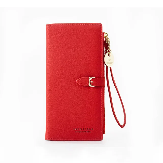 Красный Ladies long Wallet Fashion Designer Money+Phone+Coin+Card Big Women Wallets With Zipper Pocket Cute Clutch Female Purses - Цвет: Красный