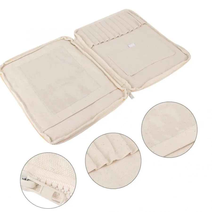 Многофункциональная сумка для кистей вместительный холщовый чехол бежевого