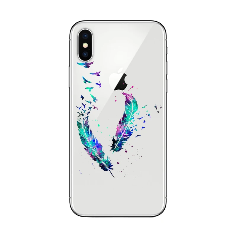 Ciciber Модный чехол с перьями для Apple iPhone 11 Pro Max X XR XS MAX 7 8 6 6s Plus 5 SE чехлы телефонов из