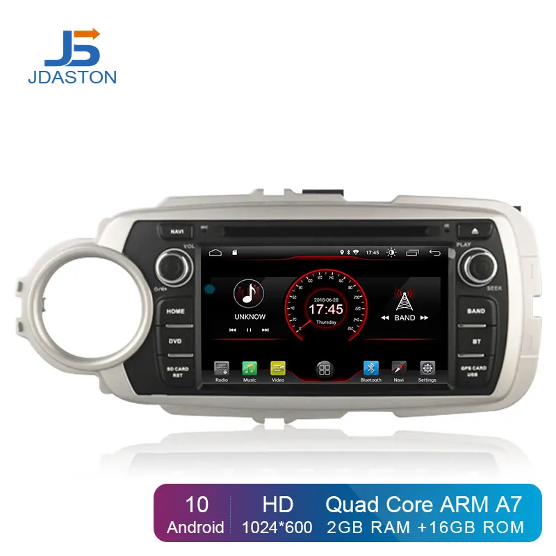 JDASTON 7 дюймовый Android 10 0 автомобильный DVD плеер для TOYOTA YARIS 2012 2017 2 Din автомобильное