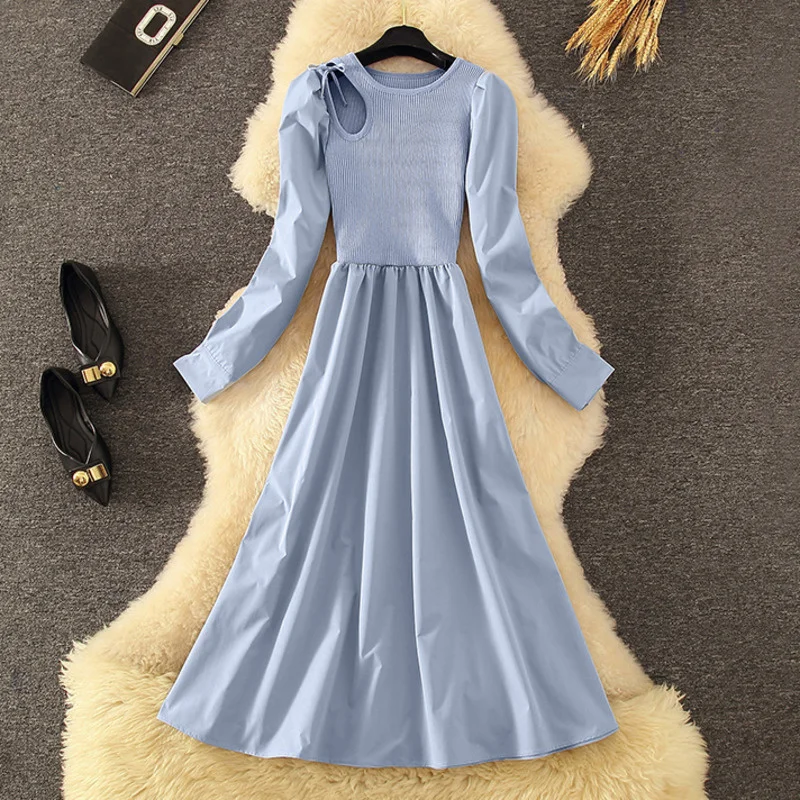 

Sweet Korean Fashion Casual Long Dress Women Long Sleeve Mid-calf A-line Party Dress Female Vestidos Spring 2021 Robe Longue