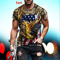 fashion mens 3d animal print t shirt short sleeved deer t shirt