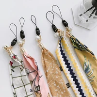 universal silk scarf mobile phone sling women short ornaments key chain lanyard gifts for child friends usb badge