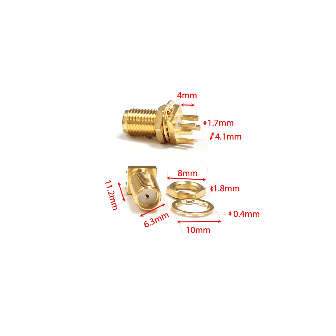 

1or 2 or 3 or 10pcs SMA Jack Nut Female End Launch PCB RF Connector Edge Mount Short Version Wholesale Fast Shipping