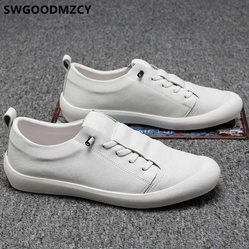 Роскошная мужская обувь лоферы из натуральной кожи белые кожаные кроссовки