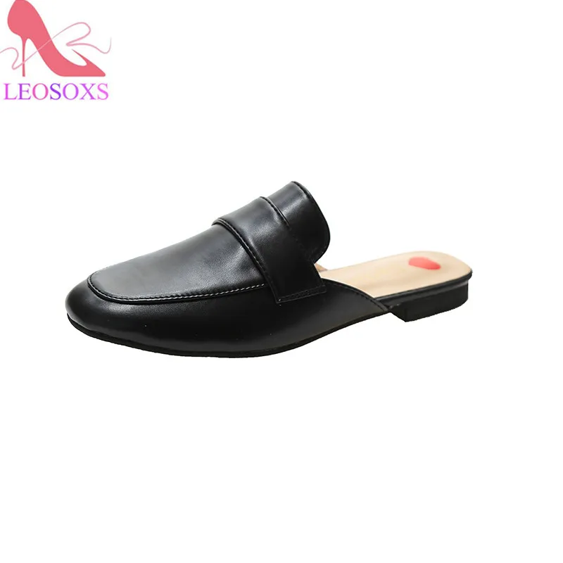 

Мюли женские без каблука, ПУ кожа, заостренный носок, без застежки, сандалии, Тапочки, летняя обувь, 2020