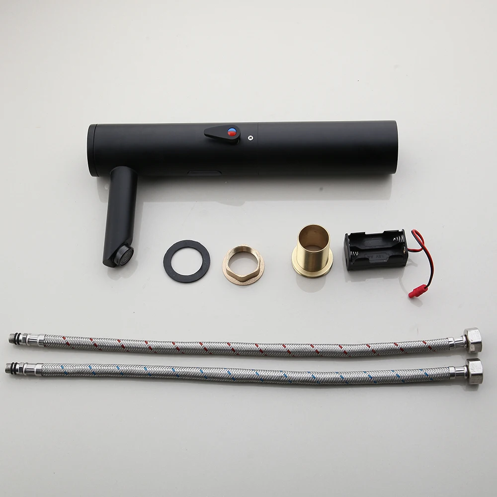 KEMAIDI матовый черный Твердый латунный Горячая и холодная вода Смеситель Touch-Free