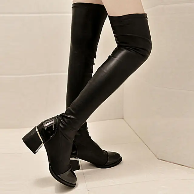 

2019fashion women casual Square heel Over the Knee boots Shoes women Female winter warm High Heels pumps derss Snow Boots mujer