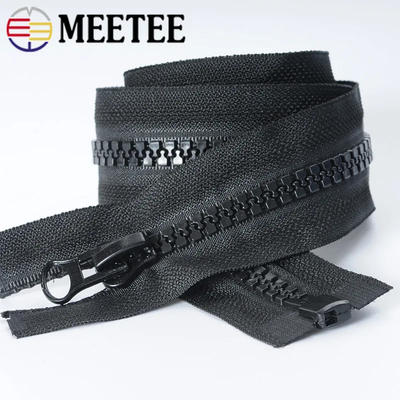 Meetee 8# черно-белая молния из смолы экологически чистые Open-end молнии для куртки пальто спальный мешок палатка молнии DIY Швейные аксессуары