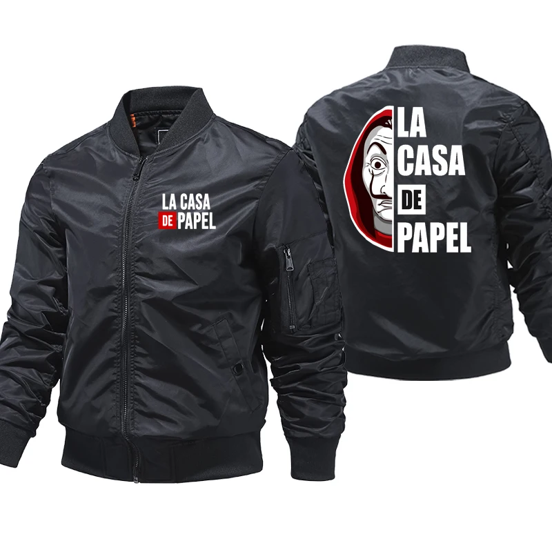

Money Heist La Casa De Papel Motorcycle Windbreaker Jacket House Of Paper Ma-1Pilot Air Mens Bomber Jacket Thicken Jackets Coats