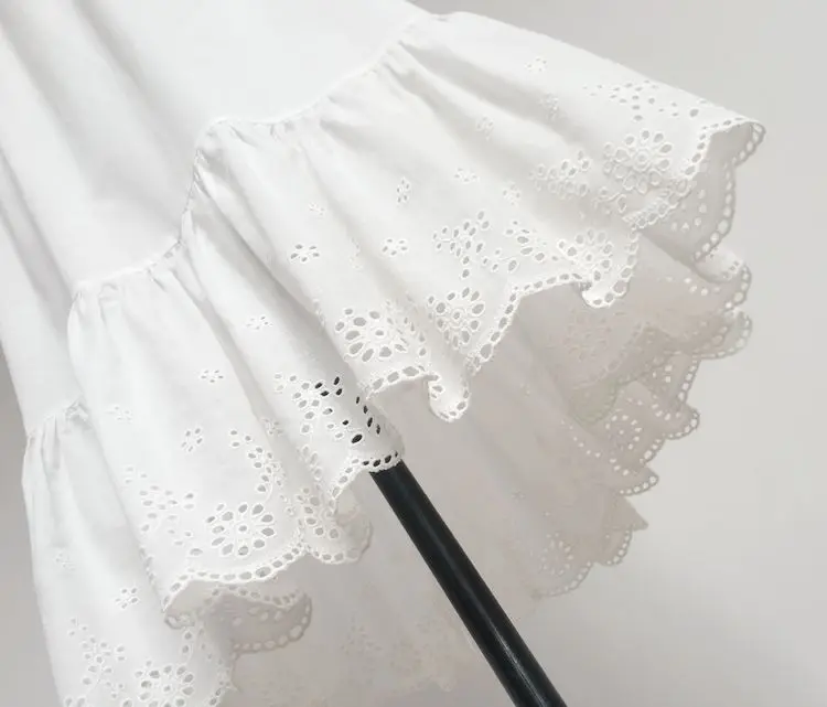 Белая длинная Нижняя юбка из чистого хлопка с рюшами однослойная тонкая Женская