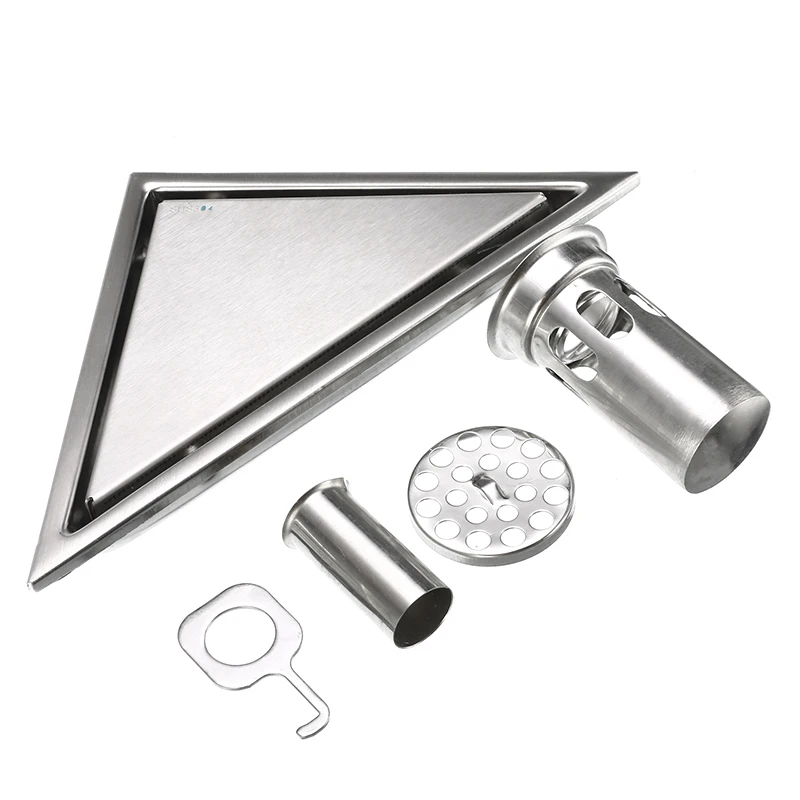 Hidden Type Triangle Floor Drain 304 Stainless Steel Bathroom Tile Invisible Shower Hair Clean Catcher Strainer | Обустройство дома
