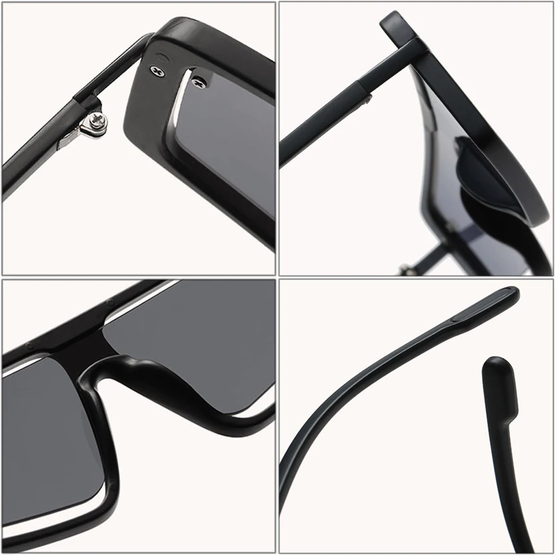 

SO&EI Retro Square Candy Color Sunglasses Women Fashion Clear Ocean Lens Eyewear Men Matte Hollow Blue Pink Sun Glasses