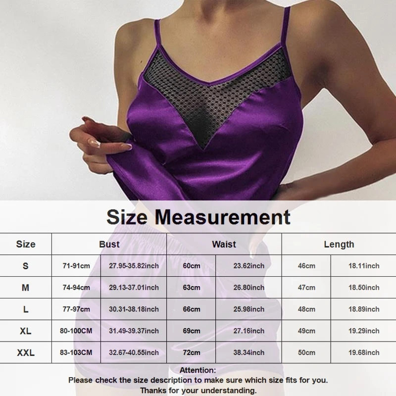 

Summer New Womens Pajama Sets Ice Silk Sexy Lingerie Satin Lace Sleepwear Cami Shorts Set V Neck Nightwear Suit Ladies Clothing