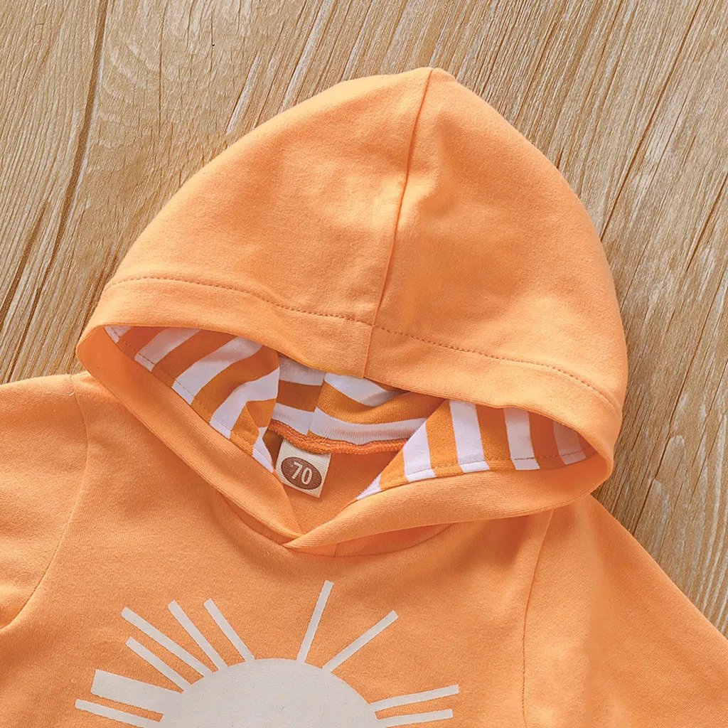 Топ с капюшоном для малышей Штаны в полоску Повязка на голову Комплект одежды