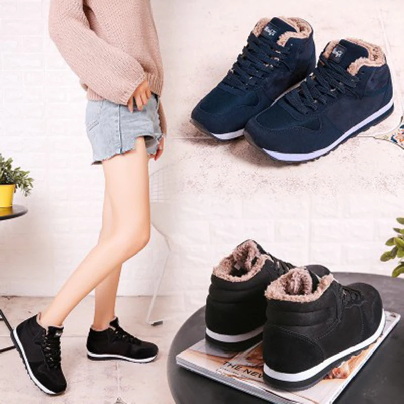 2019 г. Новые женские ботинки теплая зимняя женская обувь на меху модные зимние